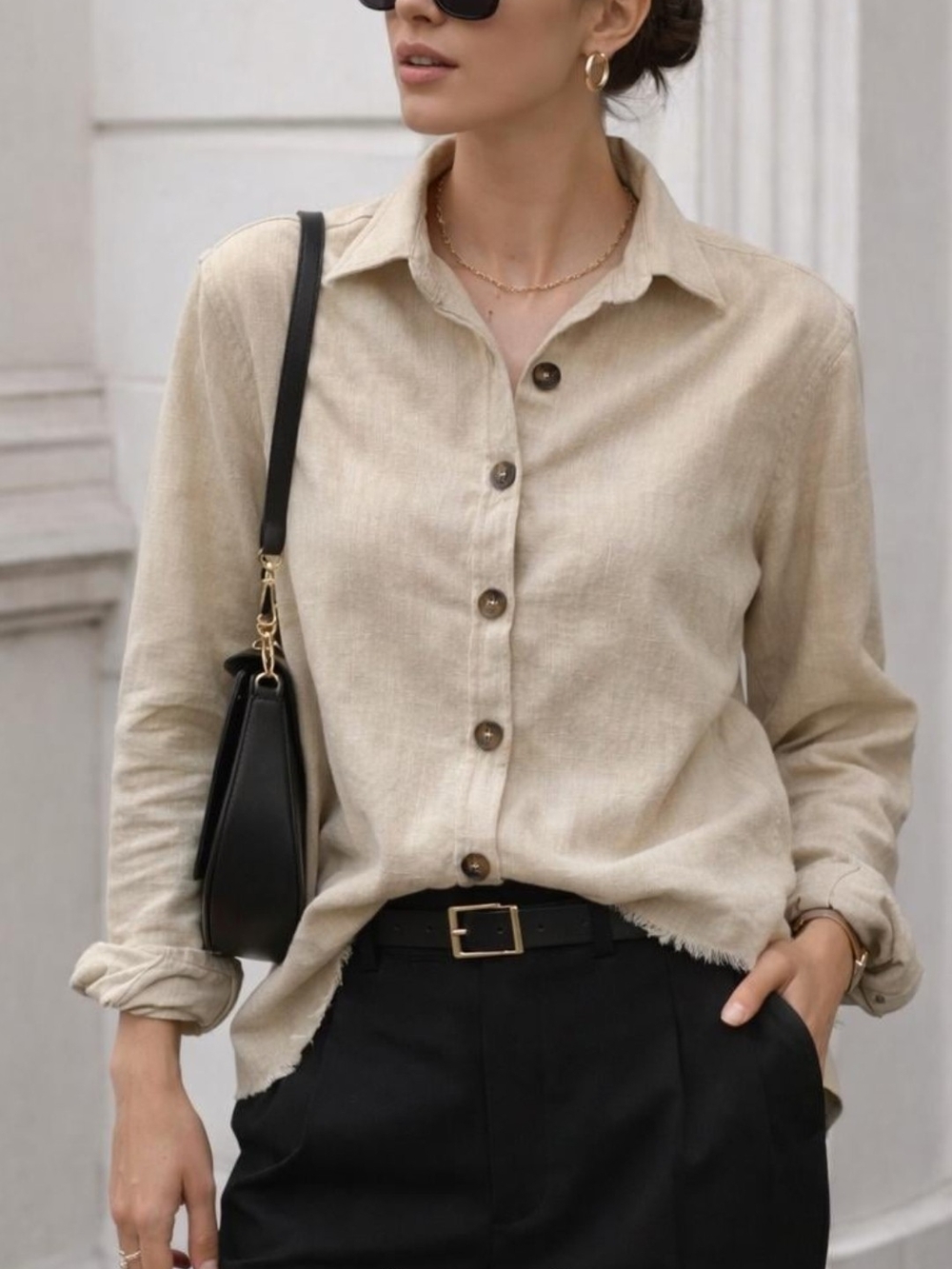 Princess Polly X Sammy Robinson Gidget Button-Front Linen-Blend Shirt